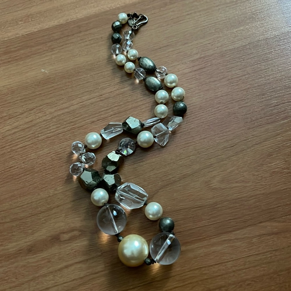 Chan Luu Crystal Pearl and Pyrite Necklace